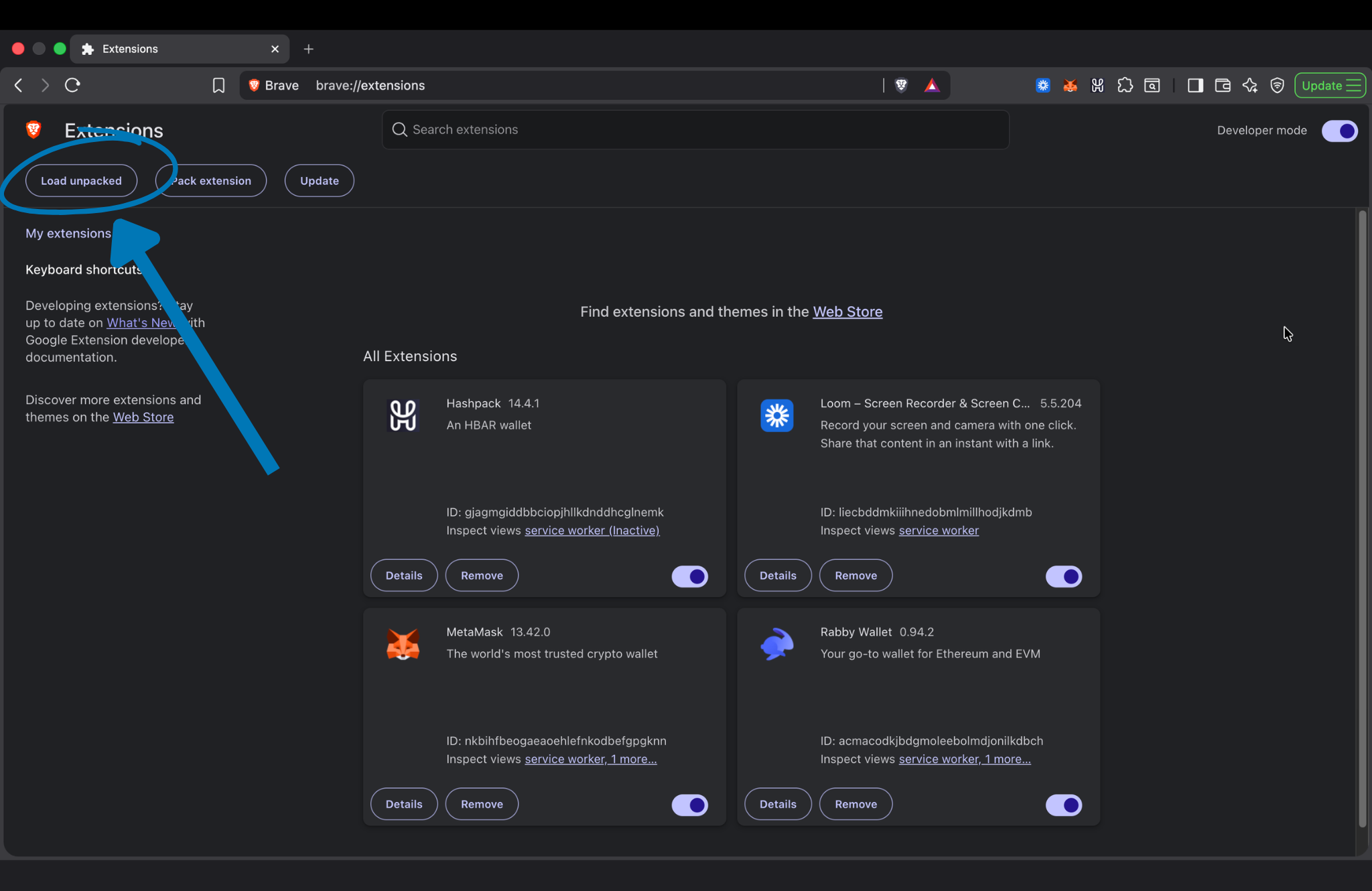 Load unpacked dialog